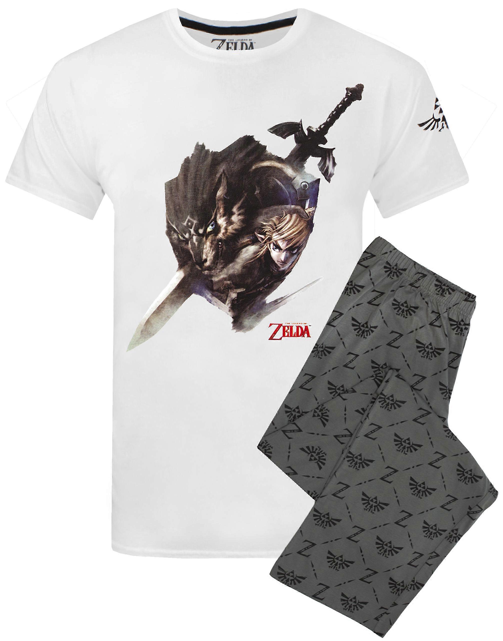 Nintendo Herren Kurzarm Langbein Pyjama Set Weiß Zelda