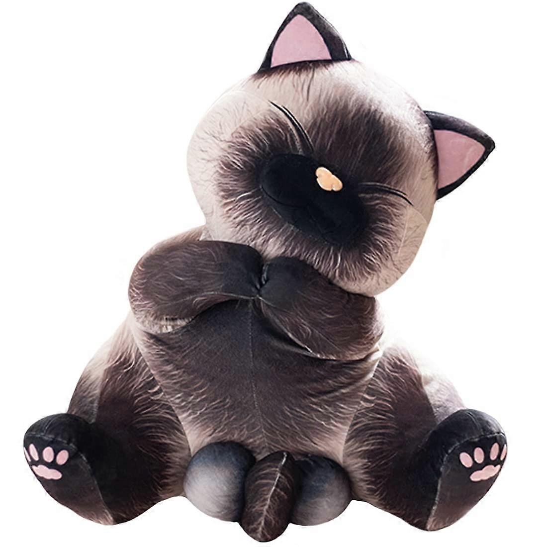 Siamese Cat Plush Pillow 15.7in UltraSoft Chubby Kitten Stuffed Animal Toy for Cuddling and Decor