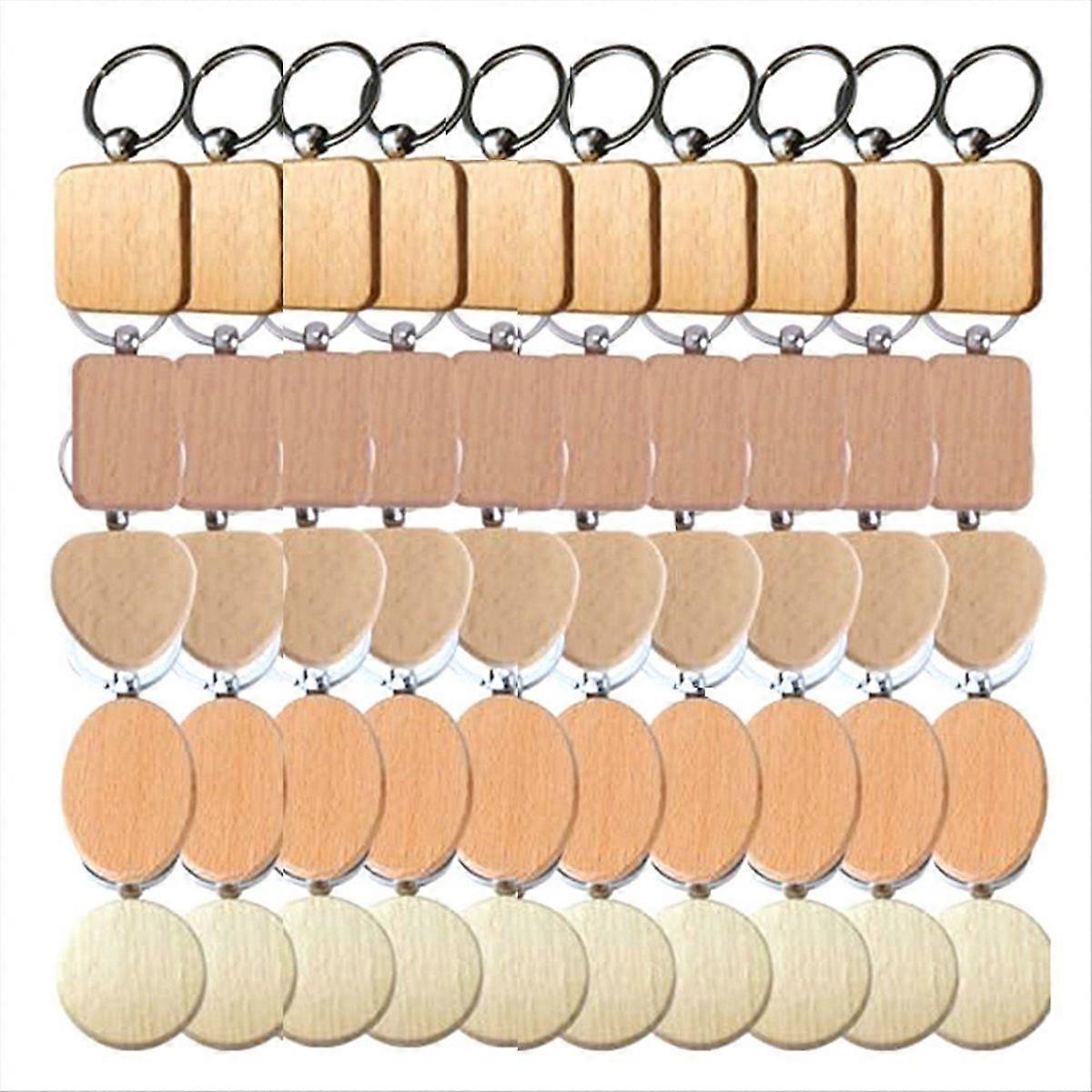 Blank Wooden Key Chain - Mixed Shapes Unfinished Wooden Key Tags
