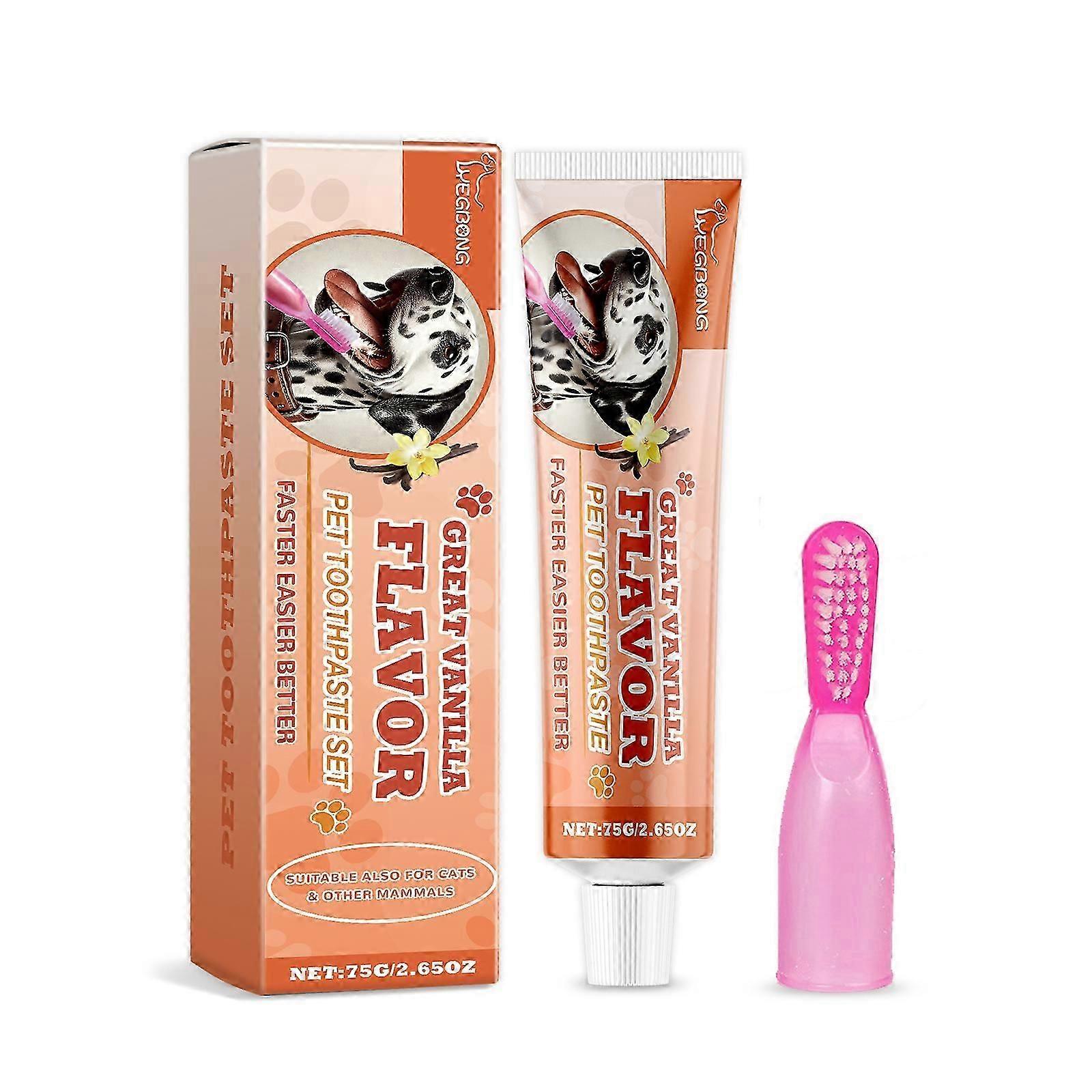 vanilla-flavored pet toothpaste set contains deionized water and sorbitol