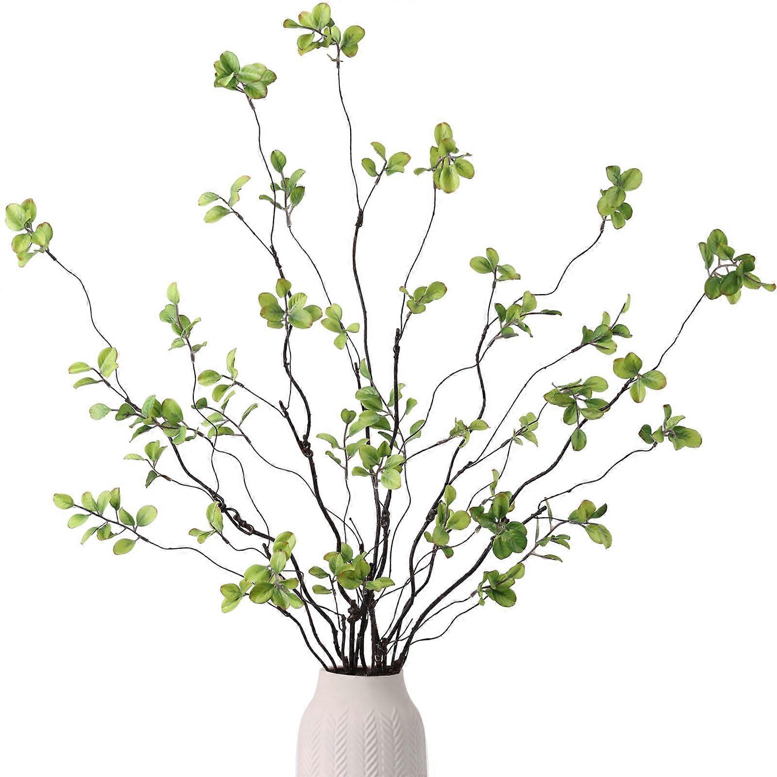 5pcs 38in Artificial Greenery Stems Faux Ficus Branches with Realistic Silk Leaves for Home Decor