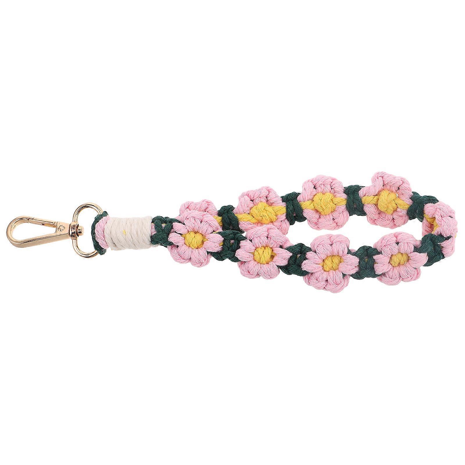 Handmade Bohemian Lace Keychain Daisy Woven Wrist Strap Keychain Wristlet