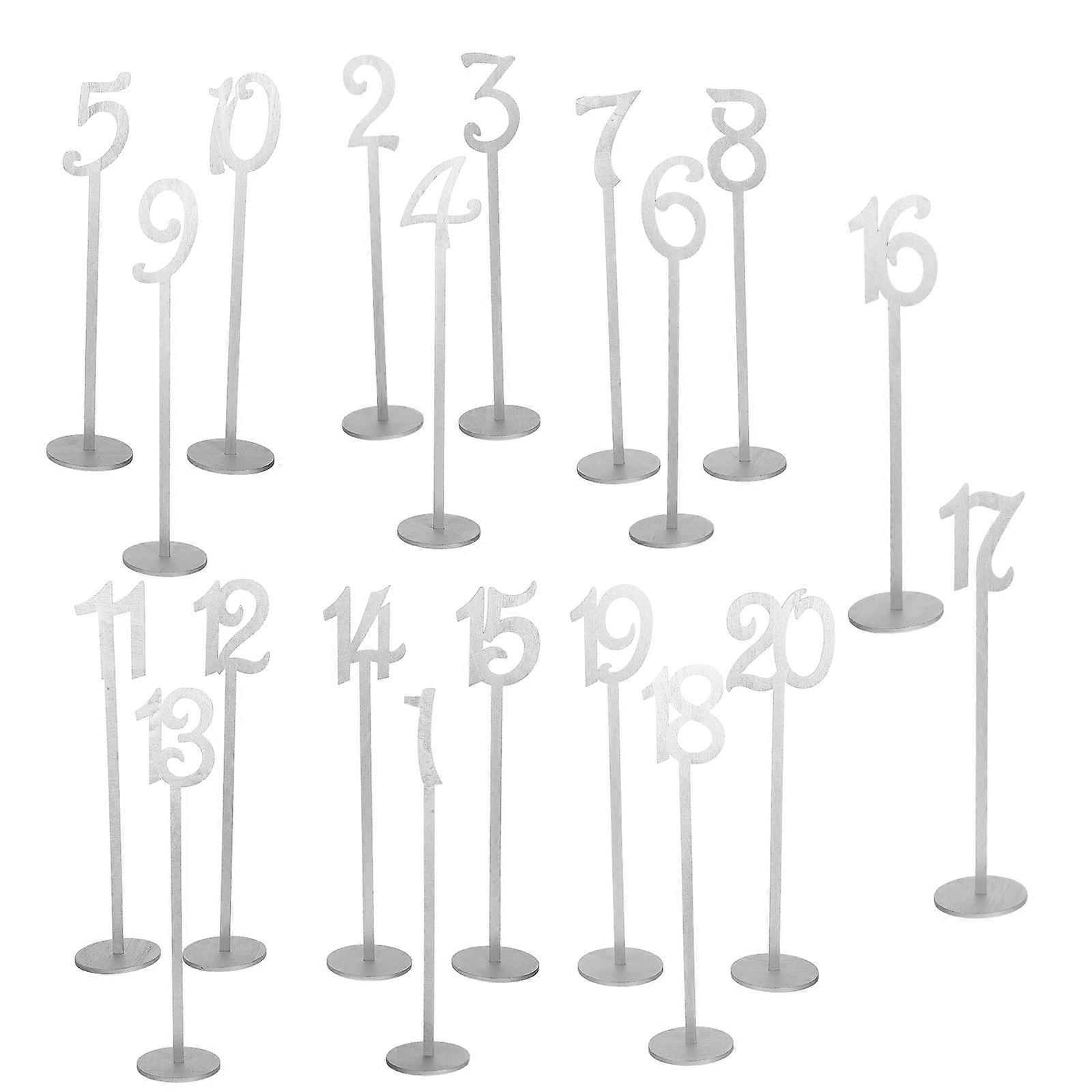 Silver Wooden Table Numbers for Wedding Reception 60Pcs with Stand