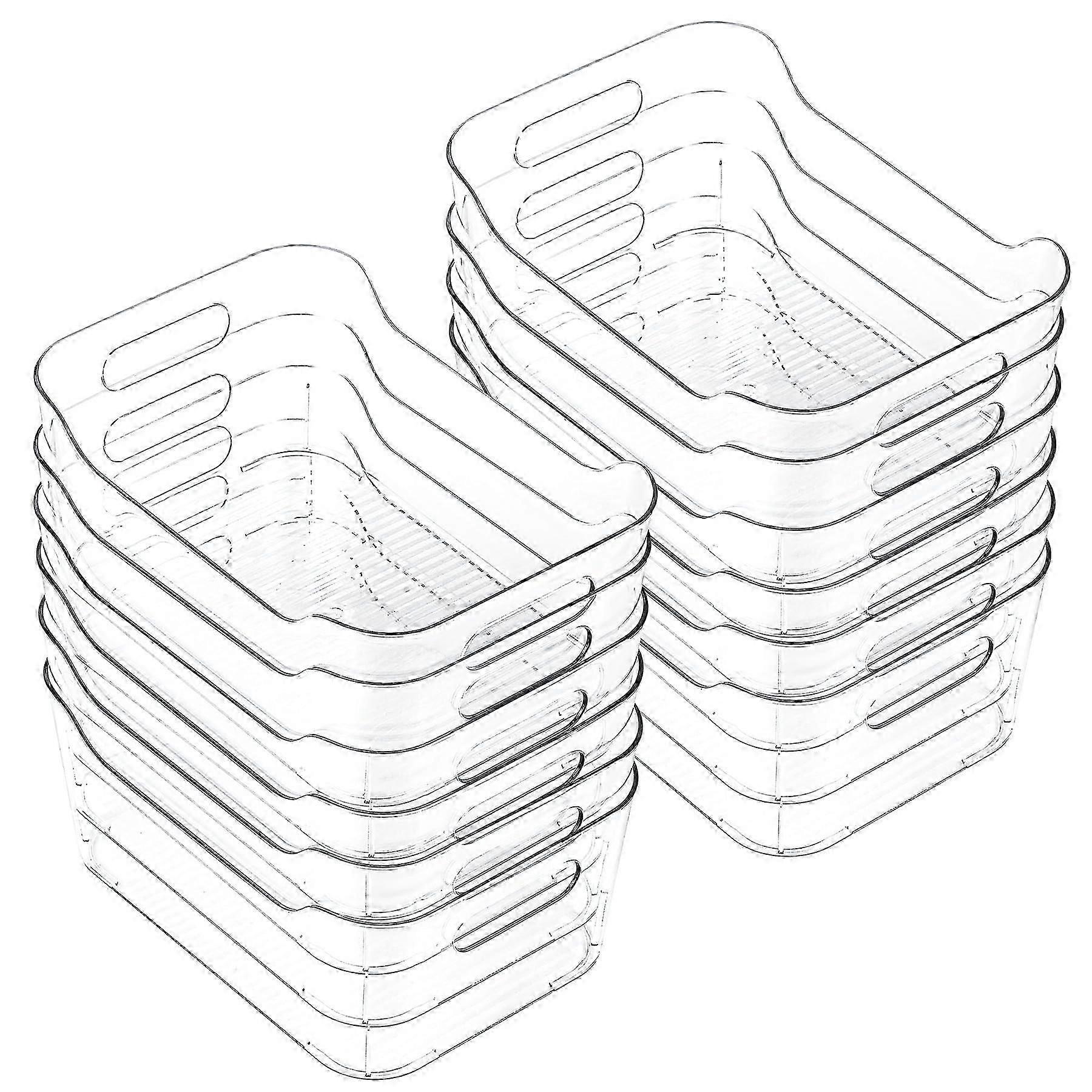 12 Set Clear Plastic Bins for Pantry Organization, Multi-Use Storage Containers, Stackable, BPA-Free, 12x6x4 Inches