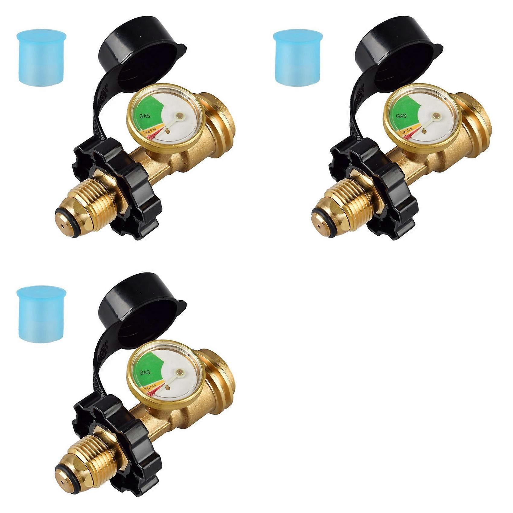 3X Universal Propane Tank Adapter with Gauge Converts QCC1/Type 1 Propane Tank Gauge Level Indicator, Cylinder