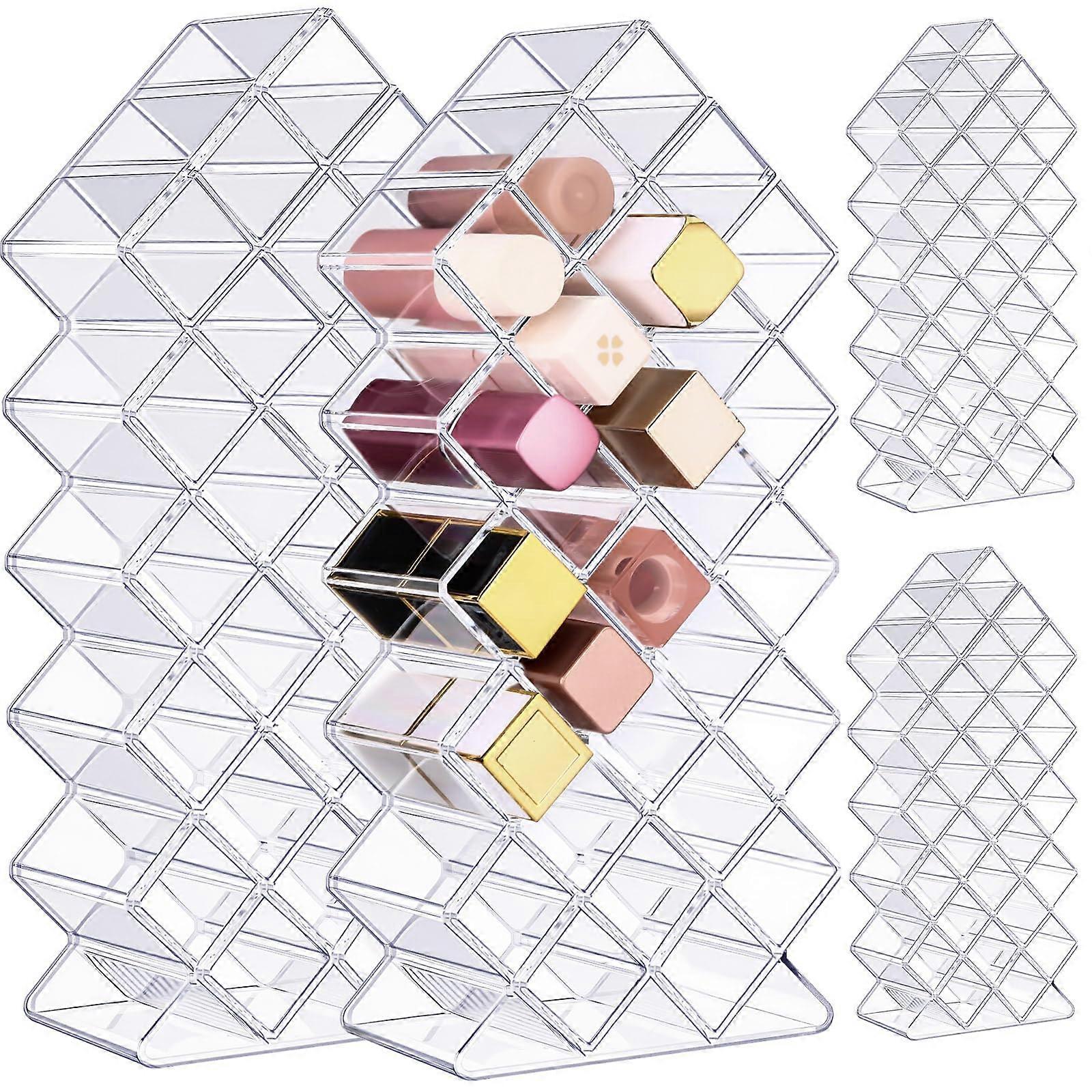 Acrylic Lipstick Organizer Tower 112 Slots Stackable Clear Fish Shape Holder for Vanity Display