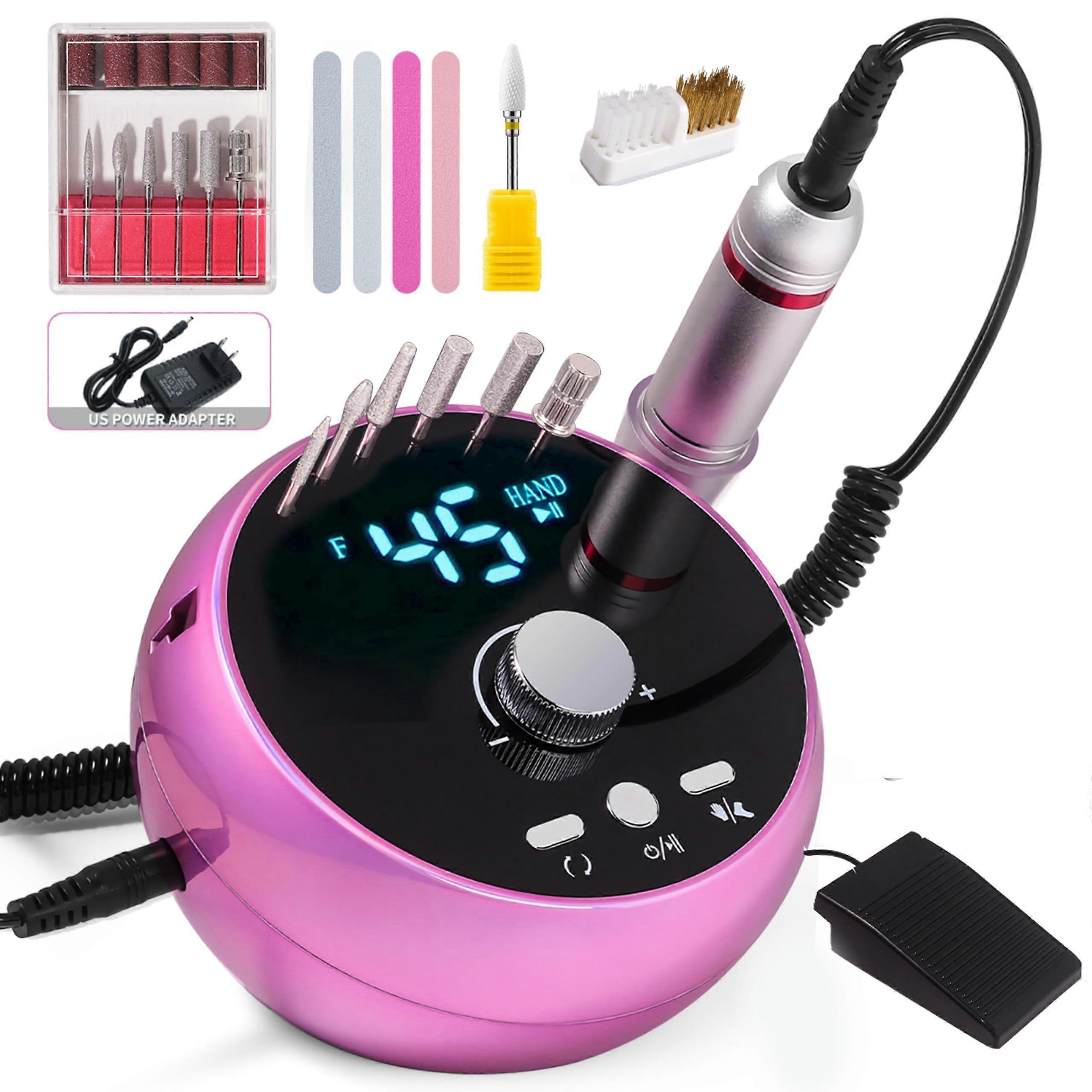 45,000 RPM Professional Electric Nail Drill with LCD Display and Bits for Acrylic and Gel Nails