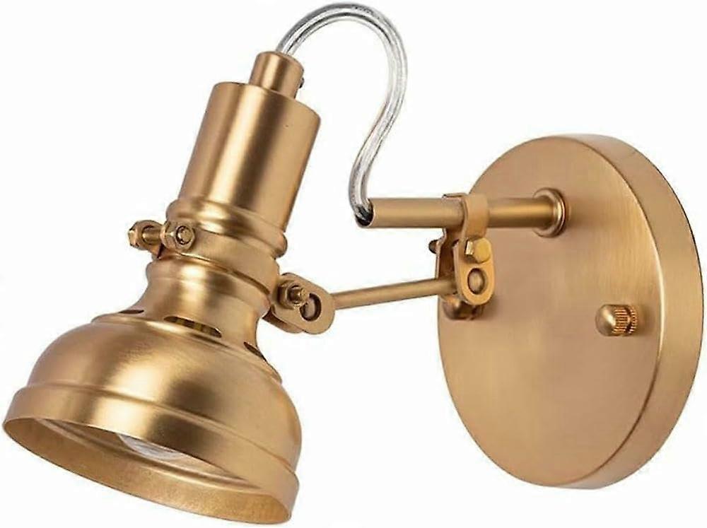 Modern Adjustable Wall Sconce Gold Vanity Light with 180° Rotating Shade, E14 LED Compatible