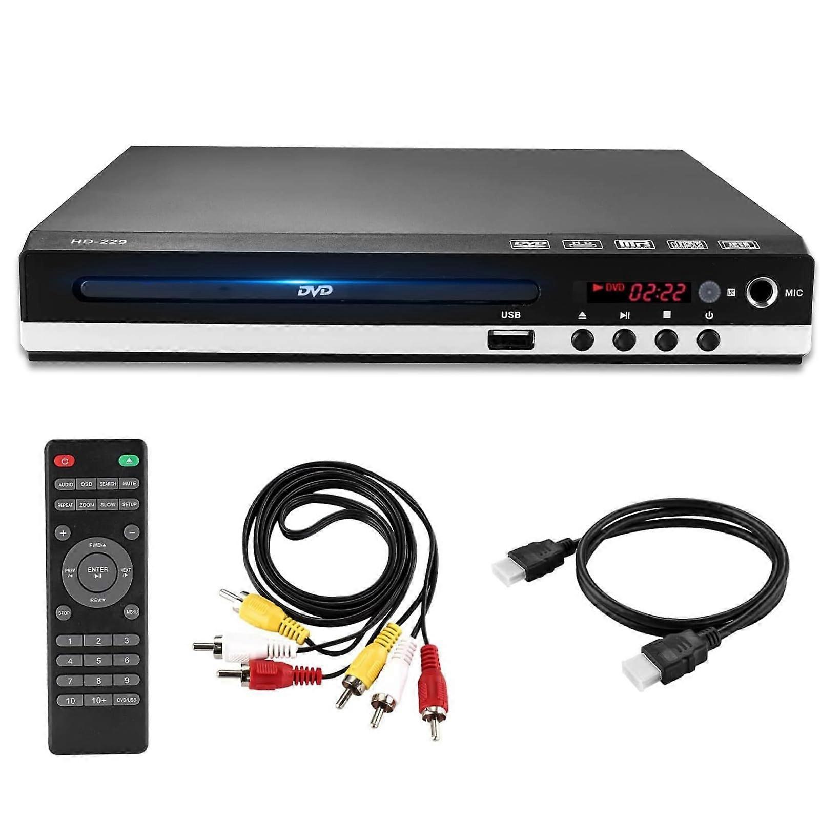 1080P Region  DVD Player For TV With HDMI AV Output USB Microphone Port Remote Control  MultiRegion Compatibility