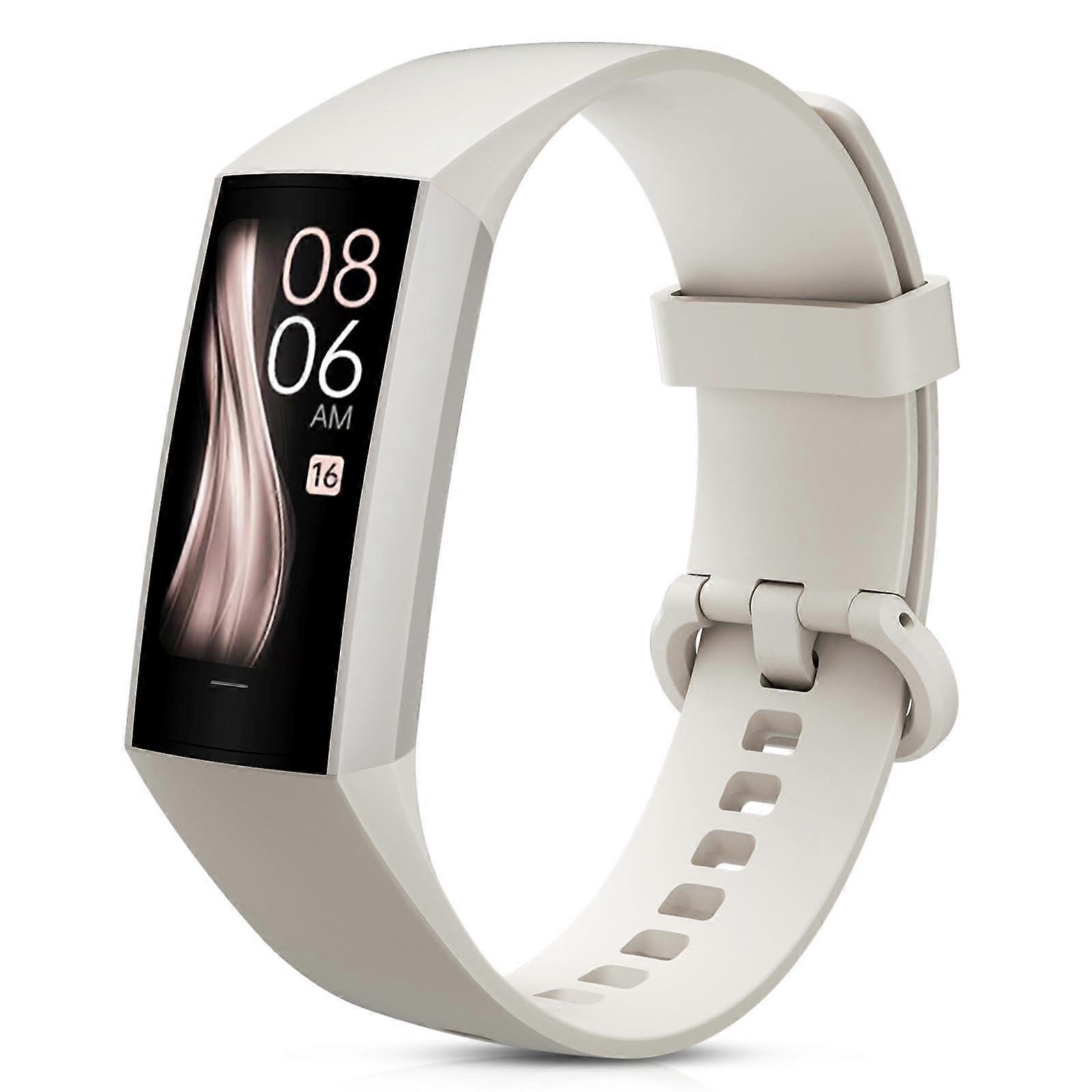 Smart Fitness Watch with Heart Rate and SpO2 Monitor, 1.10'' AMOLED Touch, Waterproof, Beige