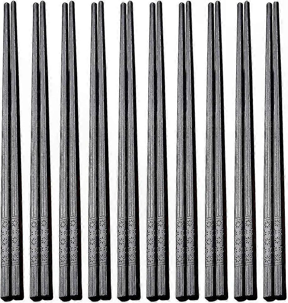Black Pattern Alloy Chopsticks - 10 Pairs Dinnerware Set