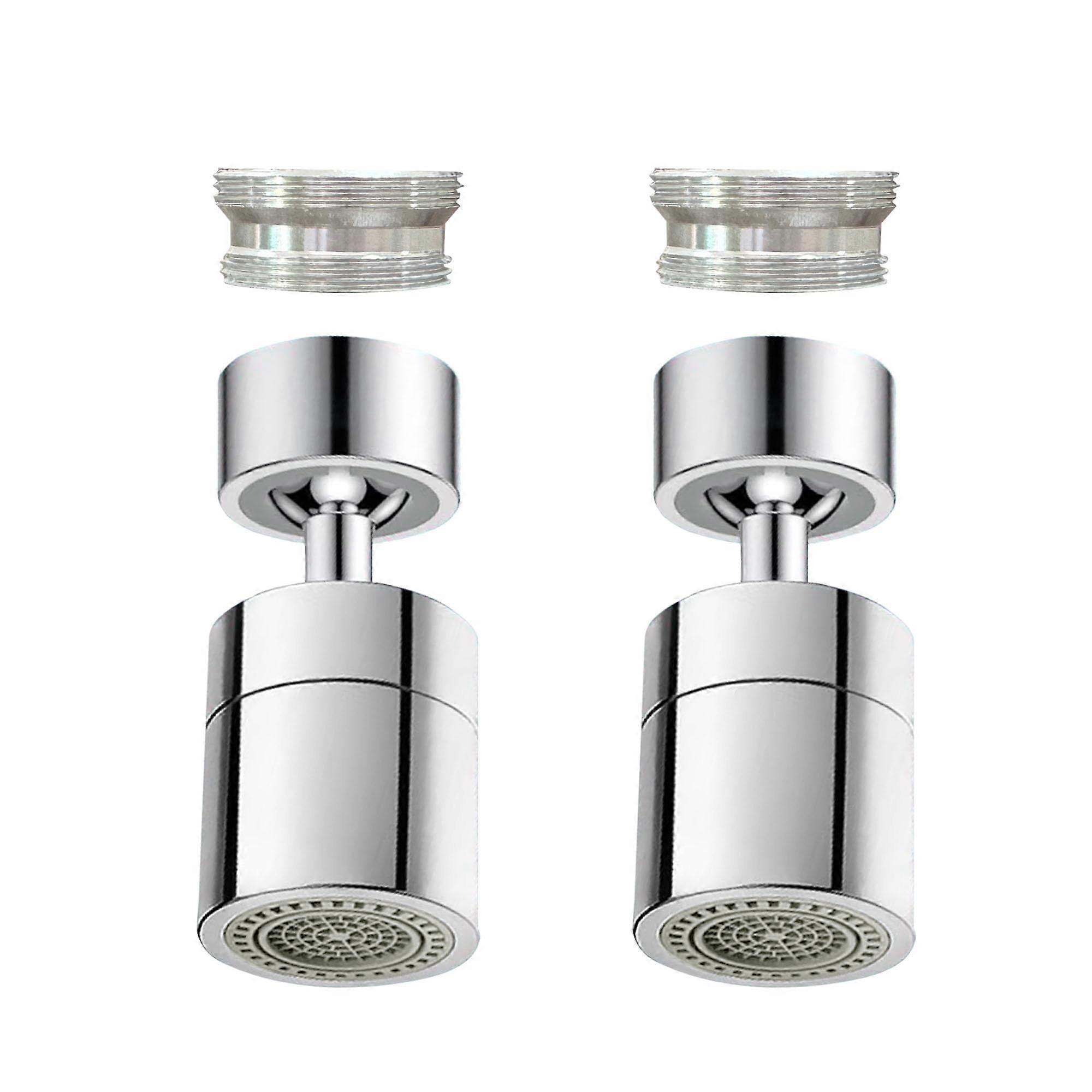 2 Pack Faucet Aerator 360° Swivel Dual Water Flow with BuiltIn Filter Sink Sprayer Attachment Chrome