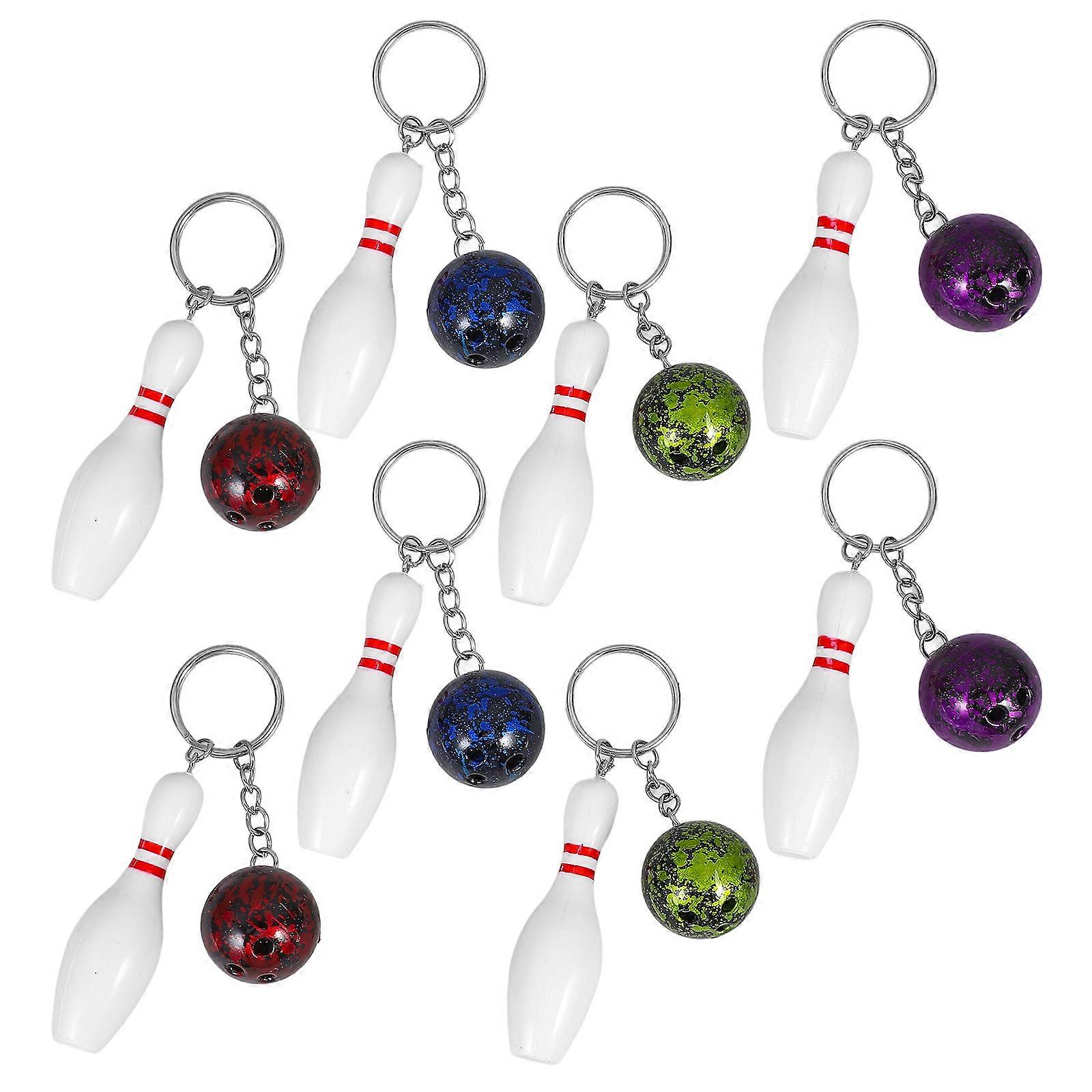 Mini Bowling Keychain Decoration Gift For Any Occasions Assorted Color Creative Style 8 Pcs