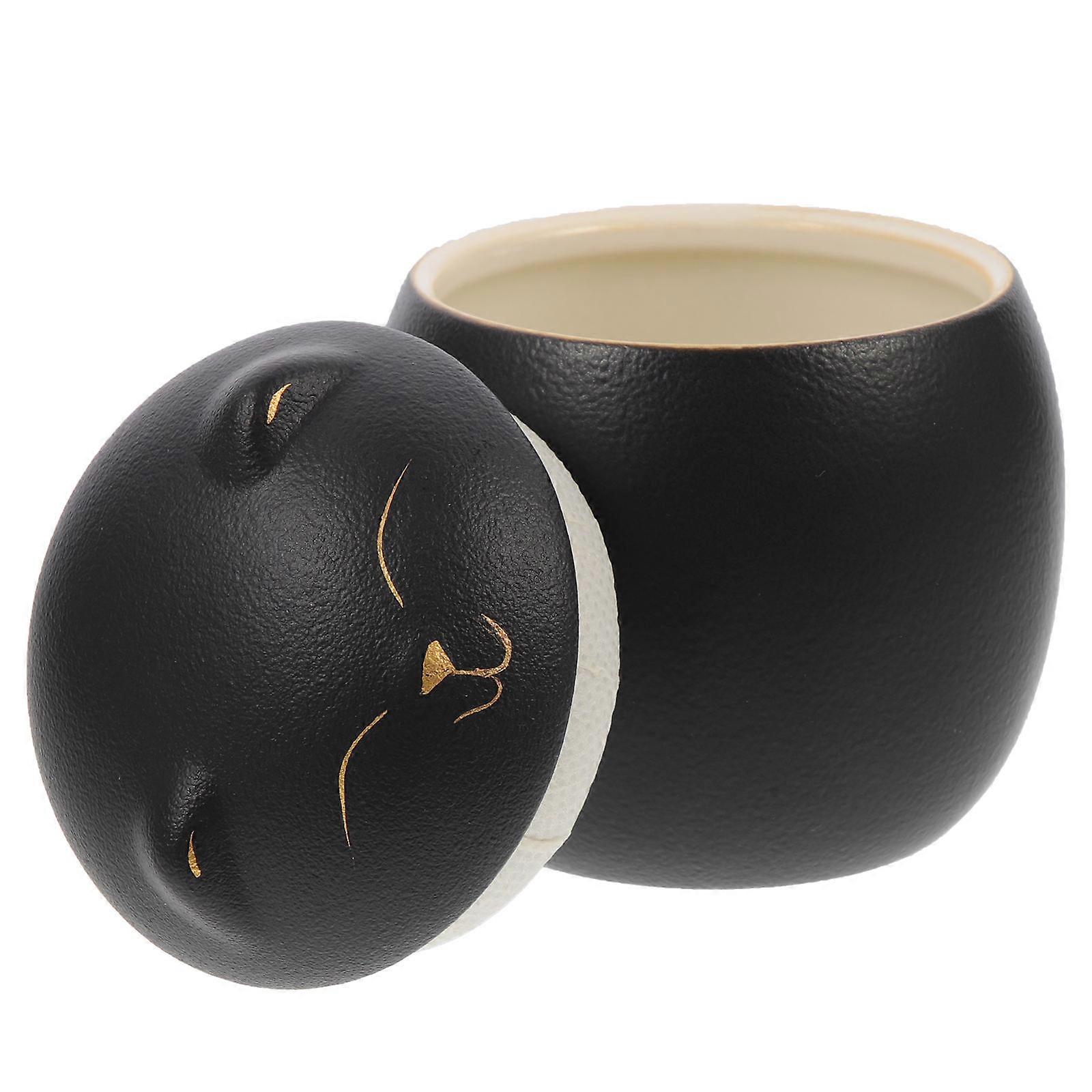 Cat Cinerary Urn Ceramic Urn for Pet Cremation Ashes Black