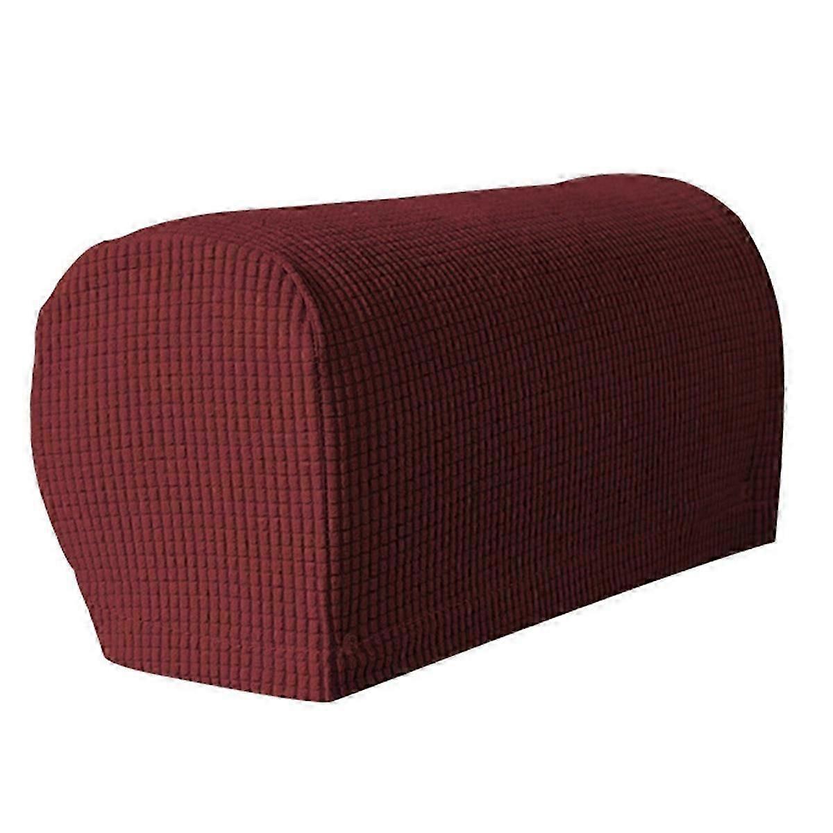 2PCS Soft Stretch Plush Armrest Covers, Couch Arm Covers,Wine Red