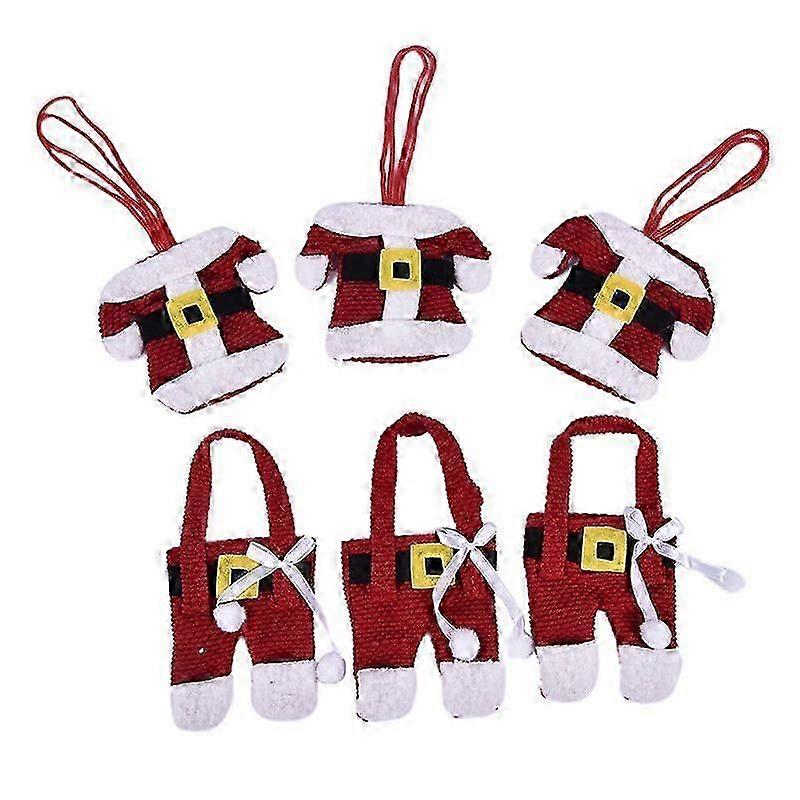 6Pcs Santa Suit Silverware Holder Set, Christmas Tableware Decor
