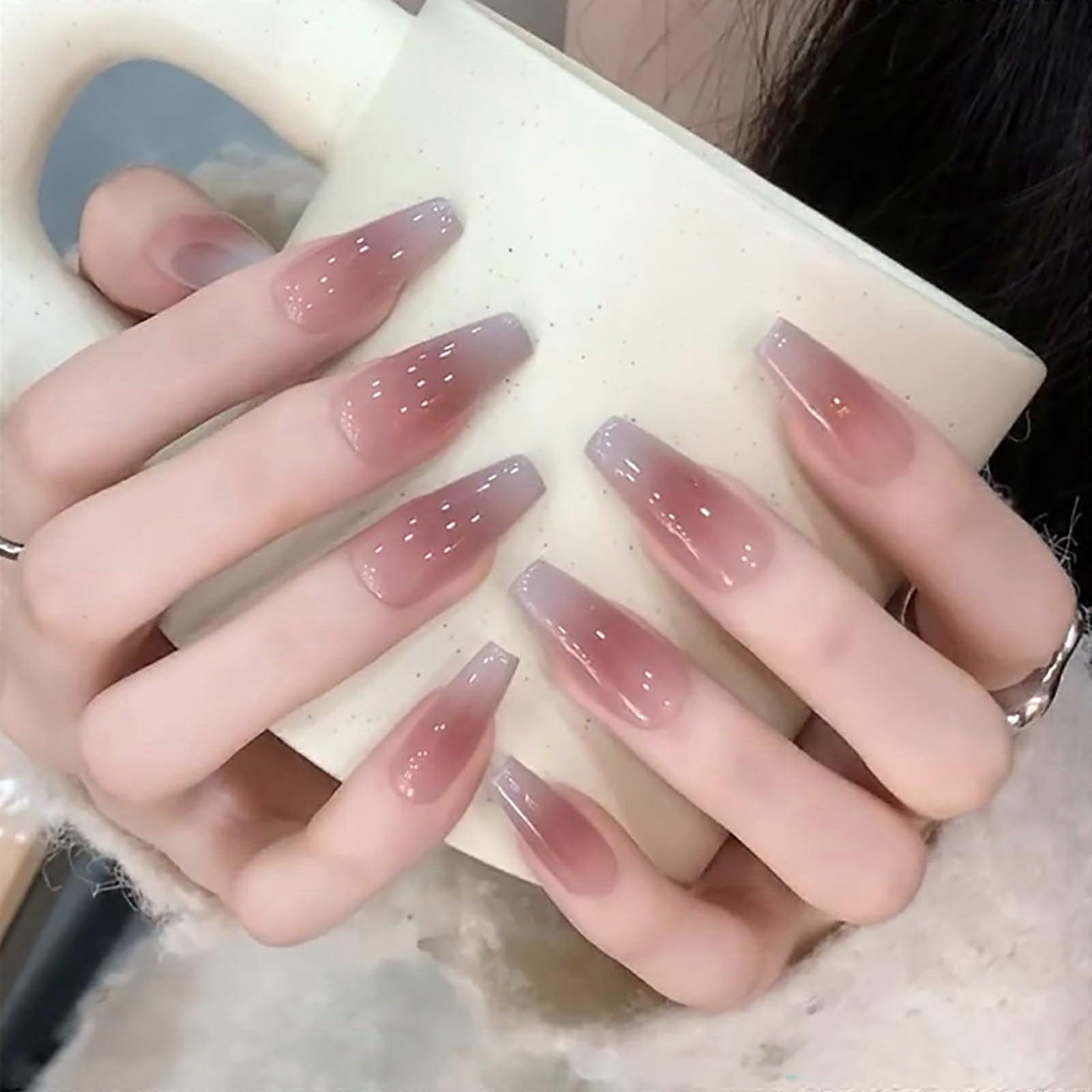 Press On Nails Set 24 Pack Cute Spring Summer Style Short Reusable Fake Nails