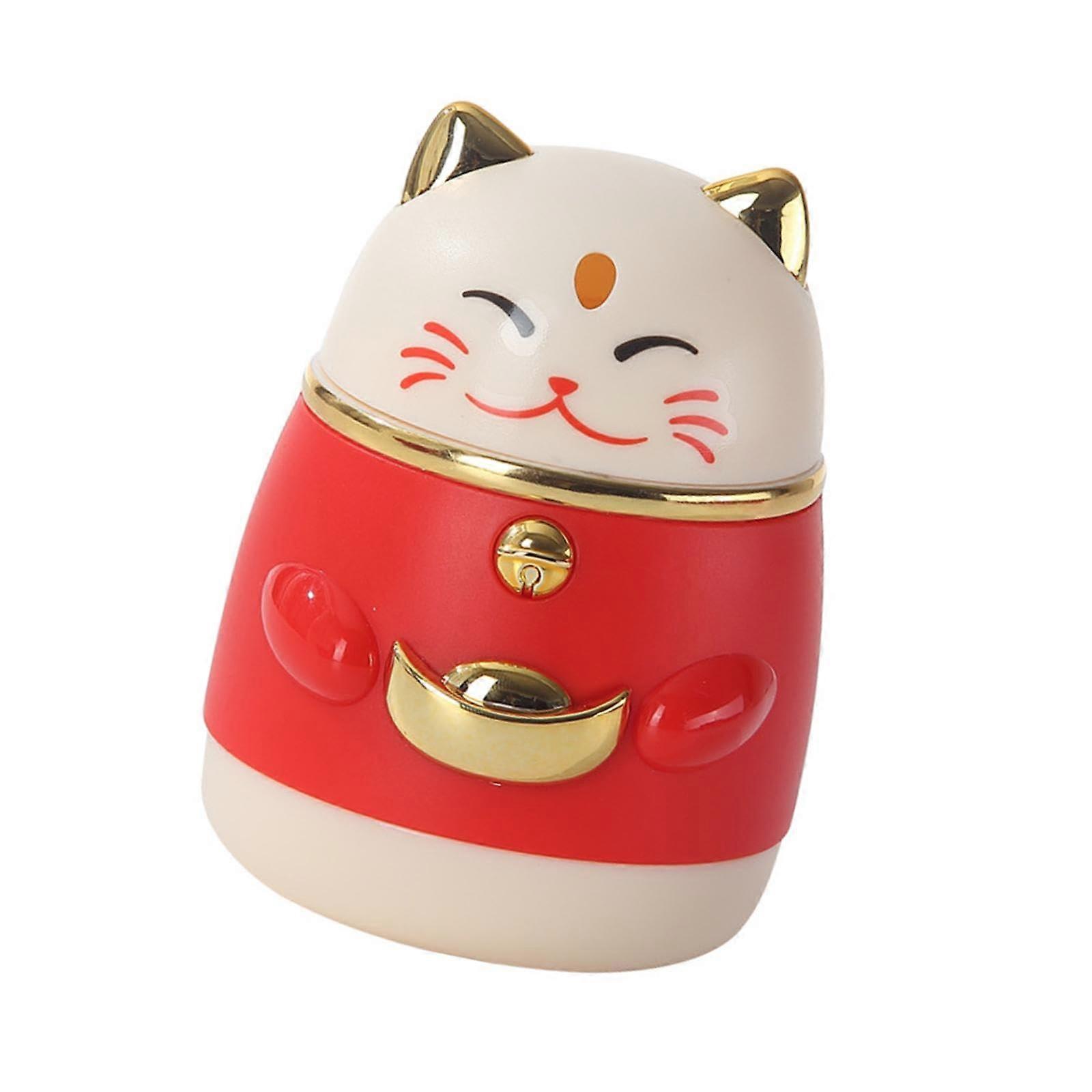 Lucky Cat Toothpick Holder, Automatic Dispenser with Button Press, Red Tabletop Decor for Chinese  Year