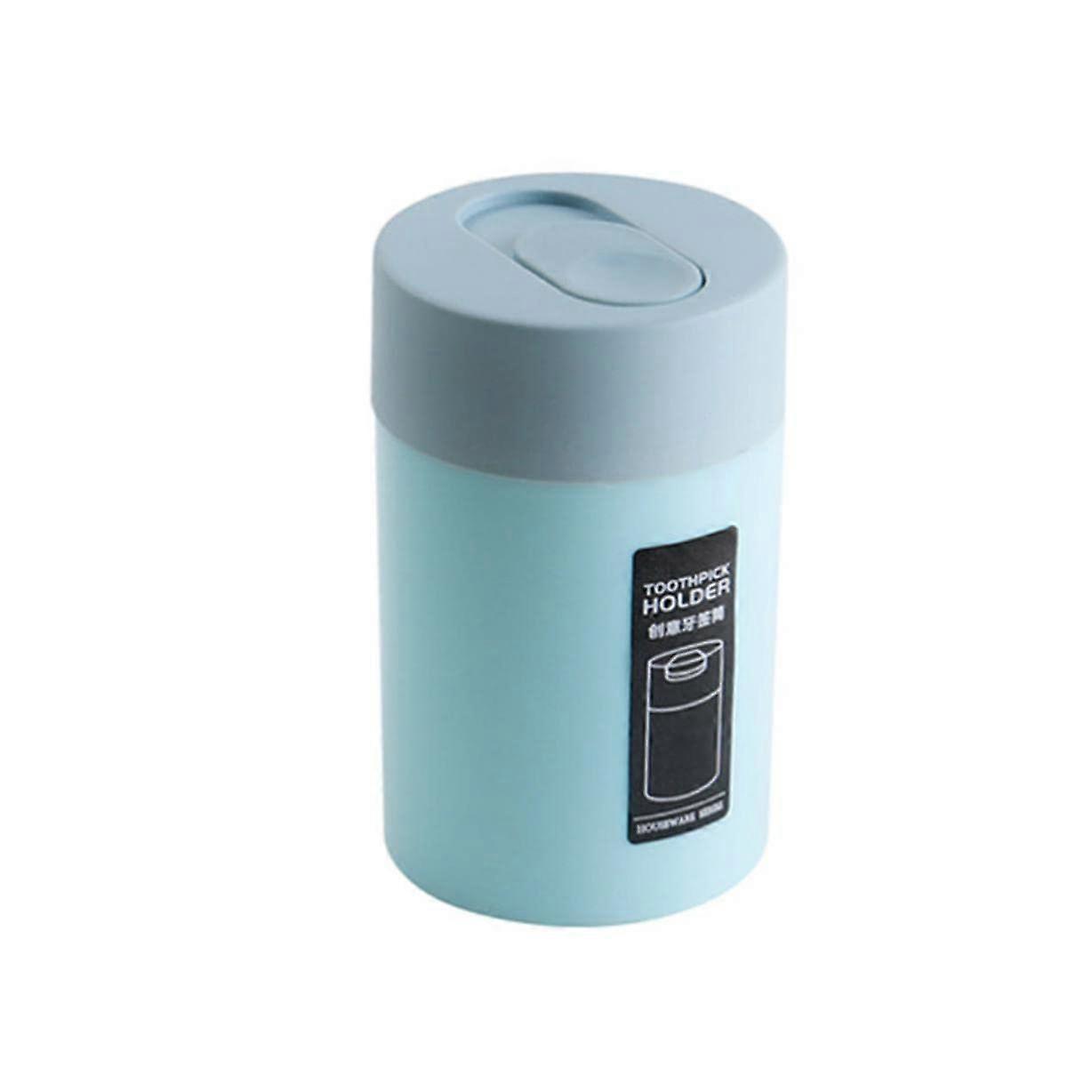 Toothpick Holder with Sliding Lid, Large Capacity Plastic Desktop Toothpick Dispenser, Blue