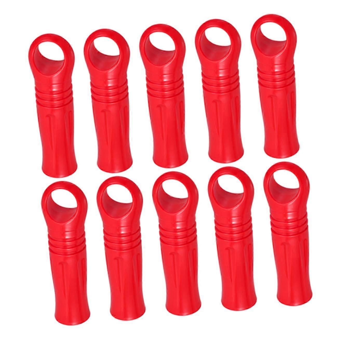 10pcs Red Plastic Mop Handle End Caps with Ergonomic Broom Grip for Easy Replacement and Cleaning