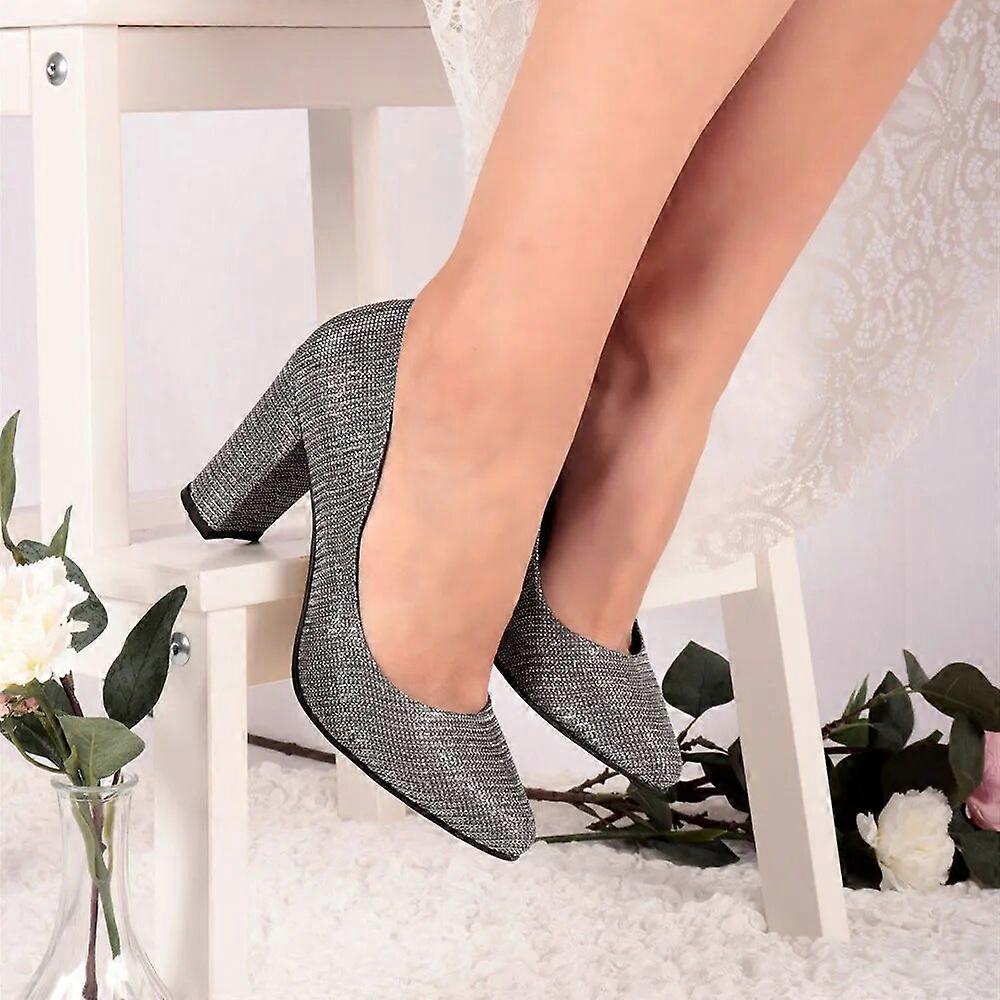 Platinum Chunky Heels for Women MA-023