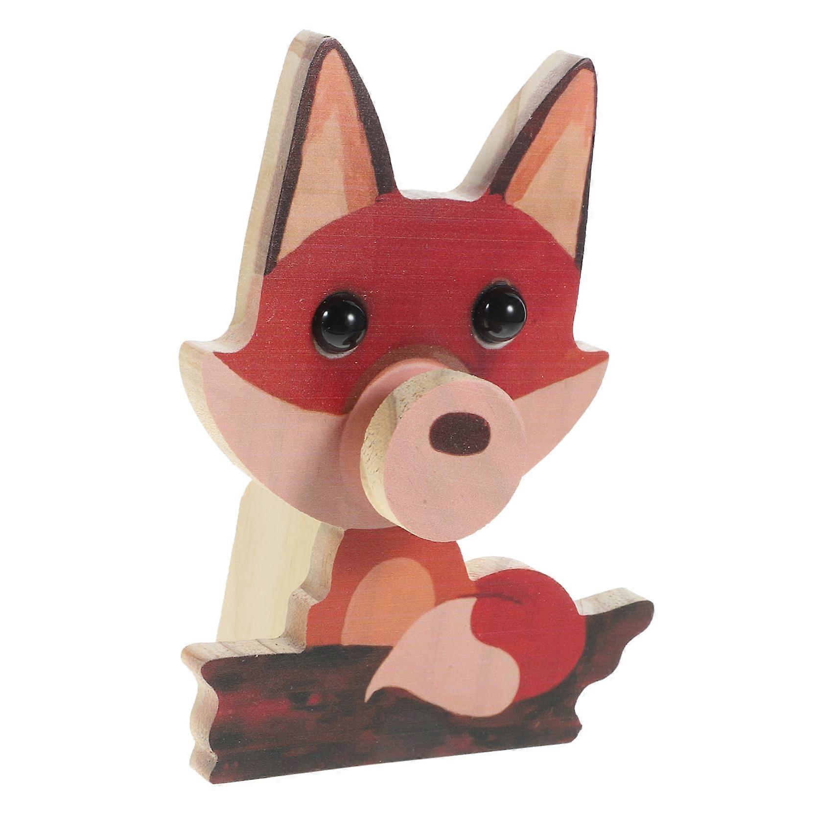 Cute Fox Wood Eyeglass Holder Stand for Desk Decor, Stable Base and Scratch Storage