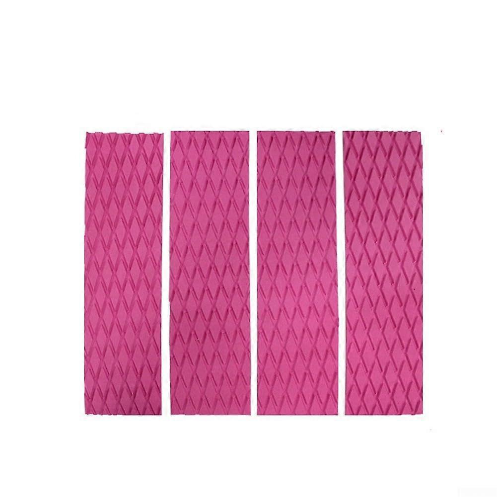 Surfboard Traction Pad 4 Piece EVA Diamond Grip Non Slip Stability Pink Deck Set