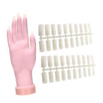 Practice Hand for Nail Art with 100 Tips, Reusable Silicone Training Hand for Acrylic and Gel Nails
