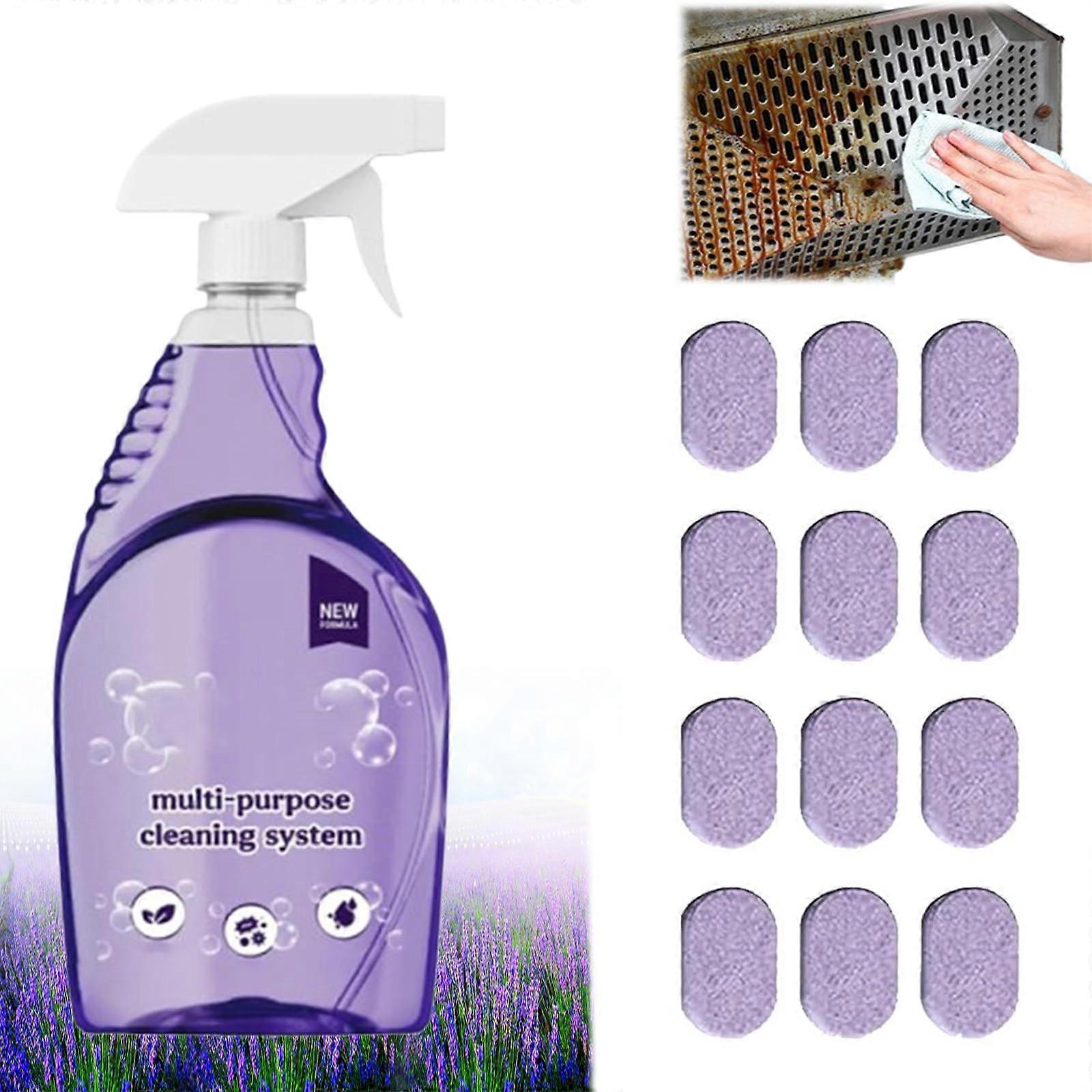 Oven Cleaner with Effervescent Tablets and Spray Bottle for Instant Grease and Multi Surface Cleaning