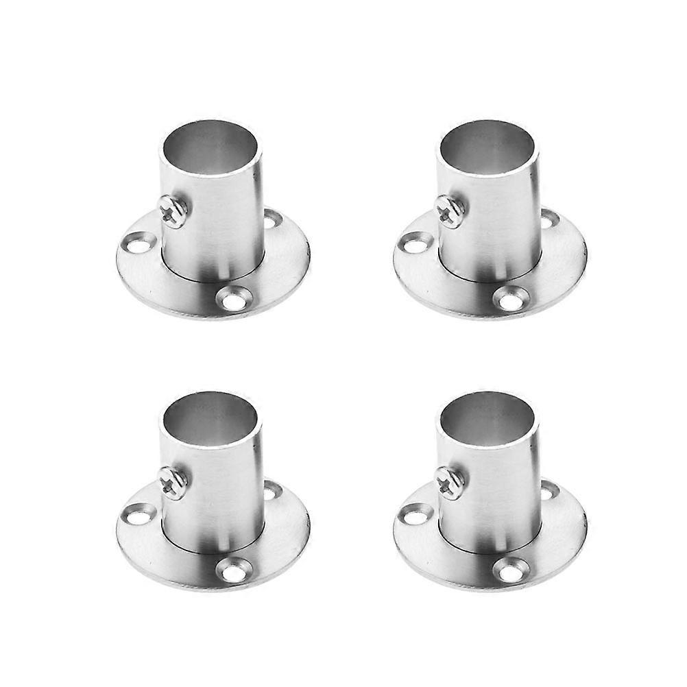 Stainless Closet Rod Flange Holder for Wardrobe with 4Pcs Support