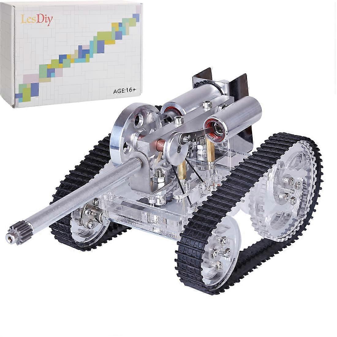 Stirling Engine Model Tank Type Silver Visible Thermodynamic Motion Educational Physics Experiment Desktop Display