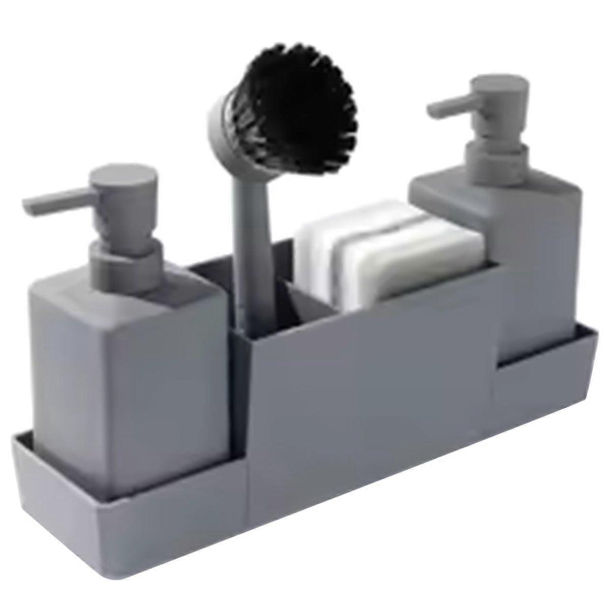 Kitchen Soap Dispenser with Sponge Holder Set Matte Gray