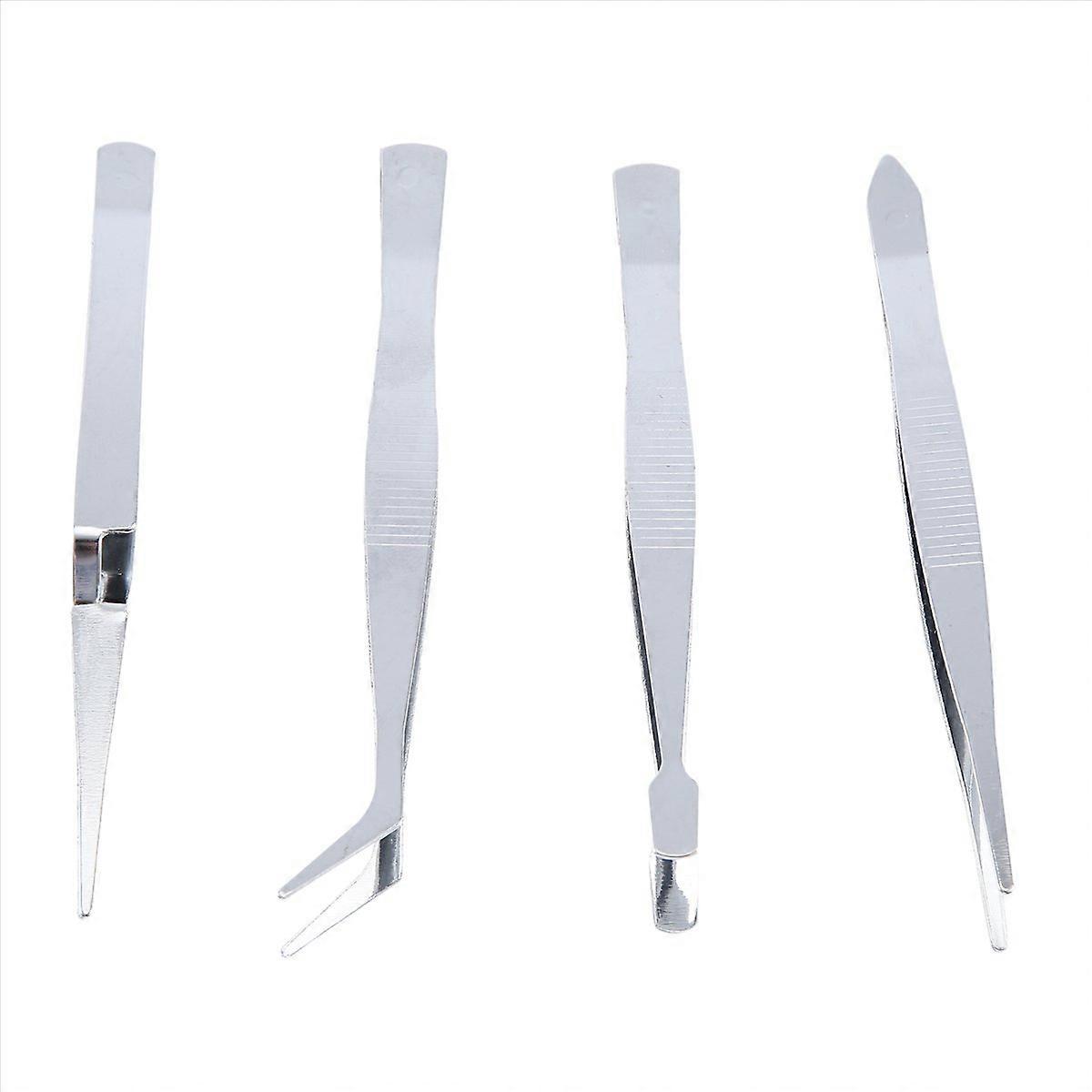 4Pcs/Set Precision Tweezers Stainless Steel Thick Electronics Forceps