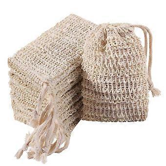 12 Pack Natural Hemp Soap Saver Bags  Sisal Exfoliating Pouch with Drawstring for Bath and Shower