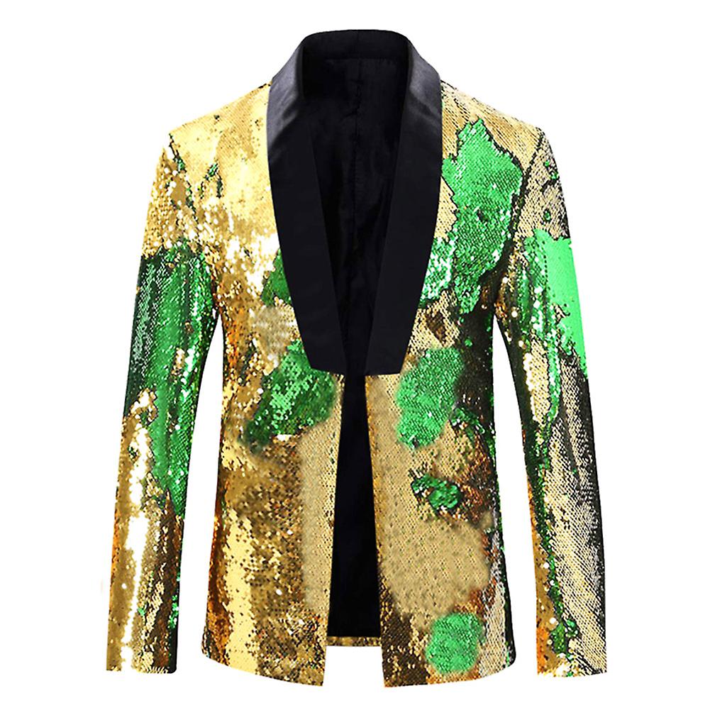 Cloudstyle Men's Buttonless Shawl Lapel Sequin Dress Blazer