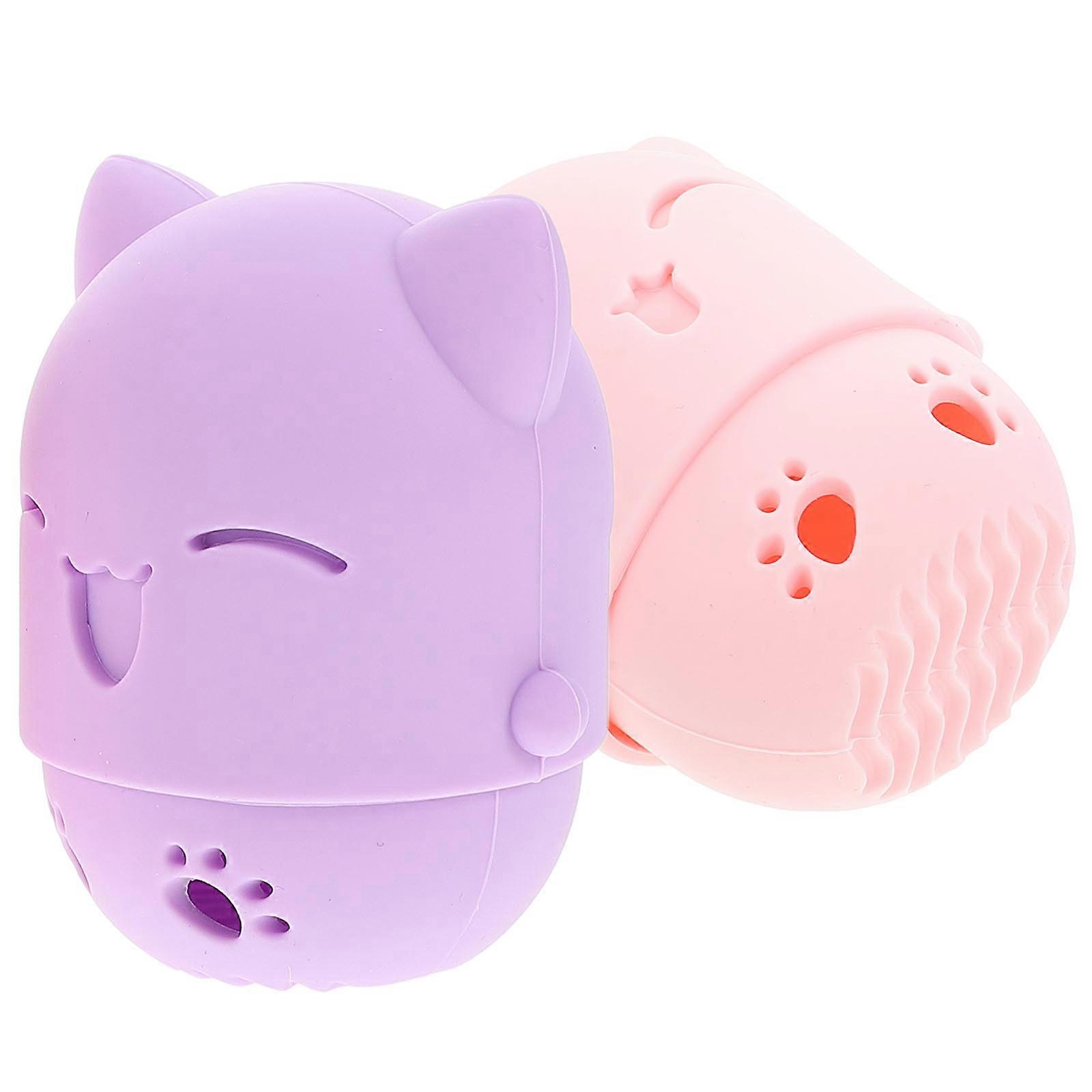 Makeup Sponge Holder for Storage 2Pcs Silicone Cat Sponge Holder Cases