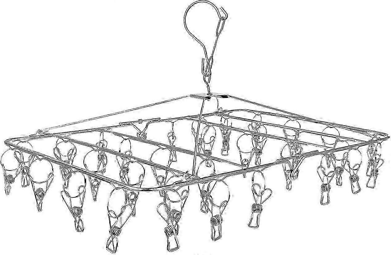 Stainless Steel Clothes Drying Rack with 52 Clips