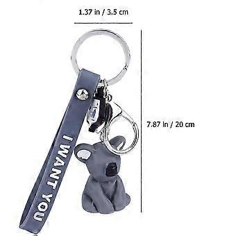 Adorable Cartoon Animal Key Ring Bag Decoration For Daily Use 2Pcs Featuring Geometric Design