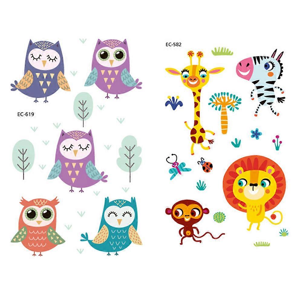 Decorative Animal Pattern Temporary Stickers 6 Sheets Assorted Colors Pack