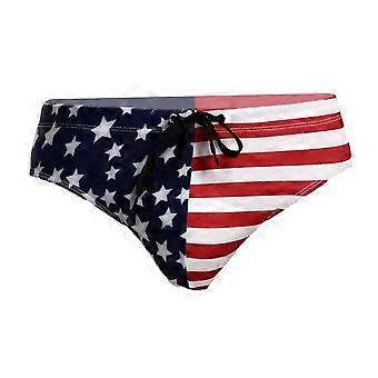 Männer USA Flagge Druck Slip Triangel Unterhose Bademode Bikini Slips Strand Badeanzug Größe L (Blau)