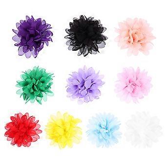 Colliers de fleurs en mousseline, accessoires pour animaux de compagnie, fleurs en tissu, 10 pièces, styles assortis