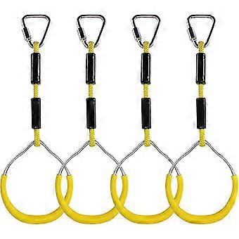 Kids Climbing Rings, 2-in-1 Plastic Swing Rings, 160kg Load Capacity, for Obstacle Course & Gymnastic, Outdoor, Yellow, 4 Pcs