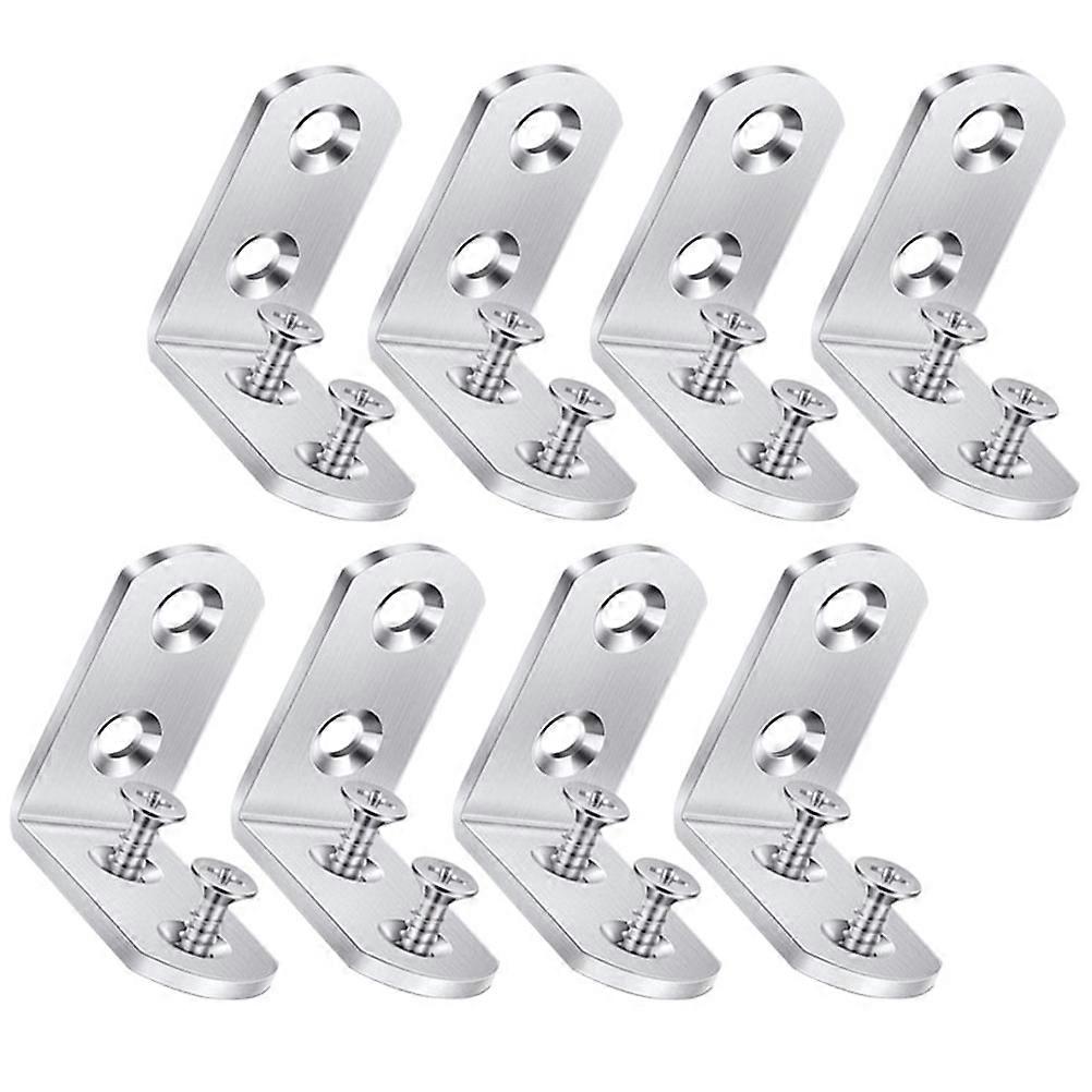 Layer Board Corner Brace Silver Stainless Steel Corner Angle Bracket for Fixing 8Pcs