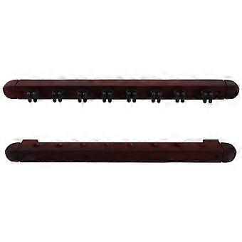 8 Hole Pool Cue Rack Wall Mounted Holder for Organizing 1Set Wooden Dark Red
