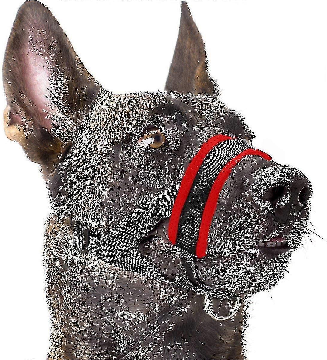 Dog Muzzle Nylon Soft Padding, Adjustable Loop, Black-size,colorxxlred