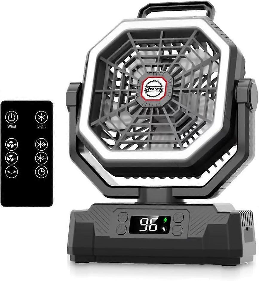 Portable Camping Fan with LED Light & Remote Control