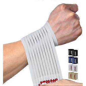 2Pack Breathable Elastic Wrist Wraps for Weightlifting and Carpal Tunnel, Comfortable White Support
