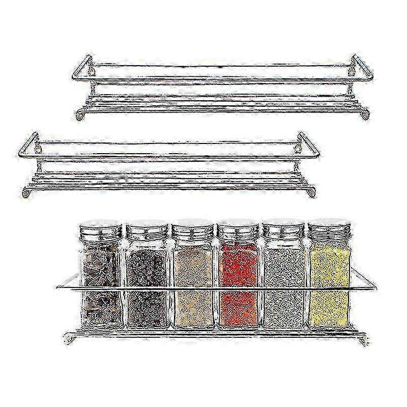 2025 Silver 2-layer wall mounted spice rack wall mounted kitchen shelf