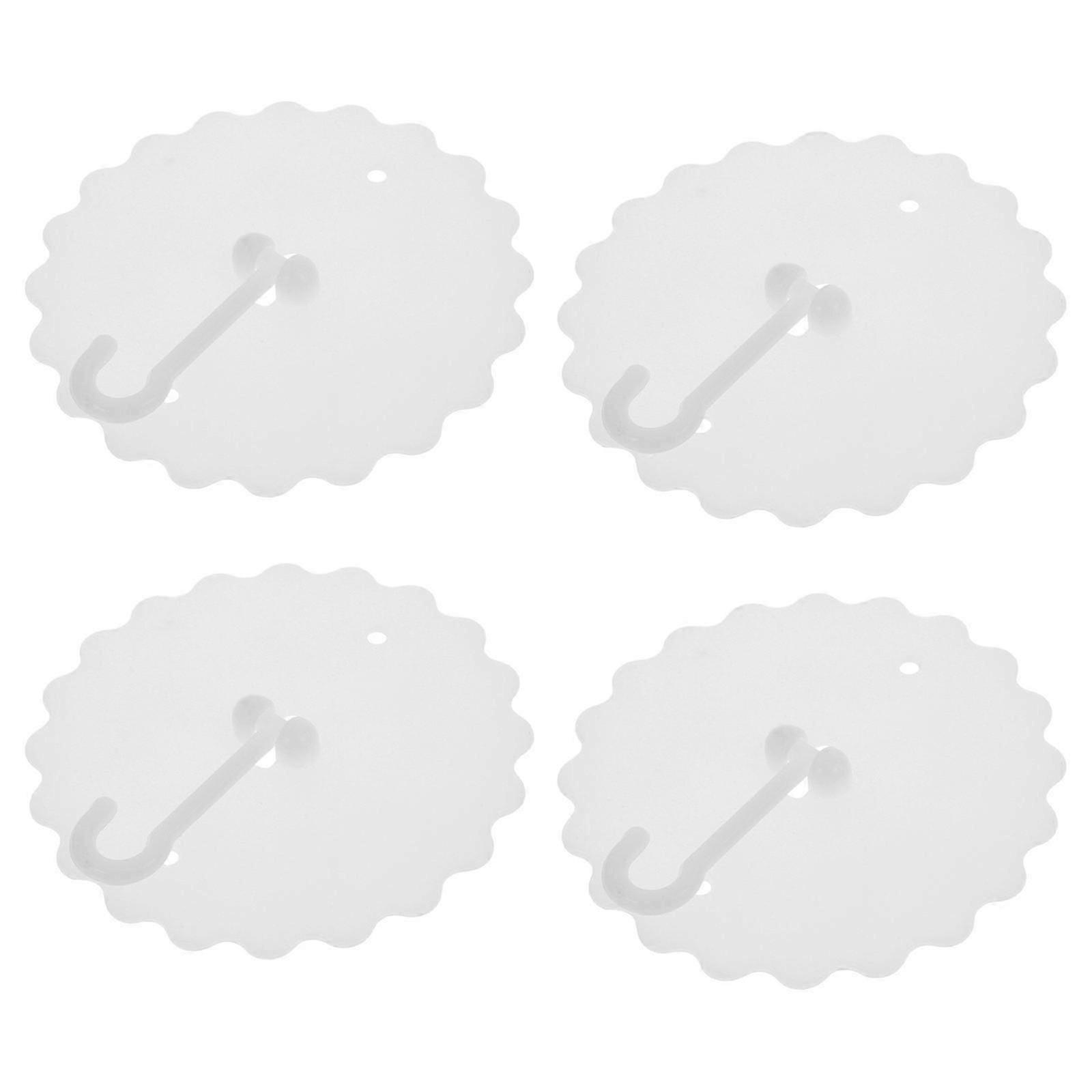 4pcs Ceiling Hooks Wall Hooks Removable Plastic Hooks Utility Hooks For Bedroom White