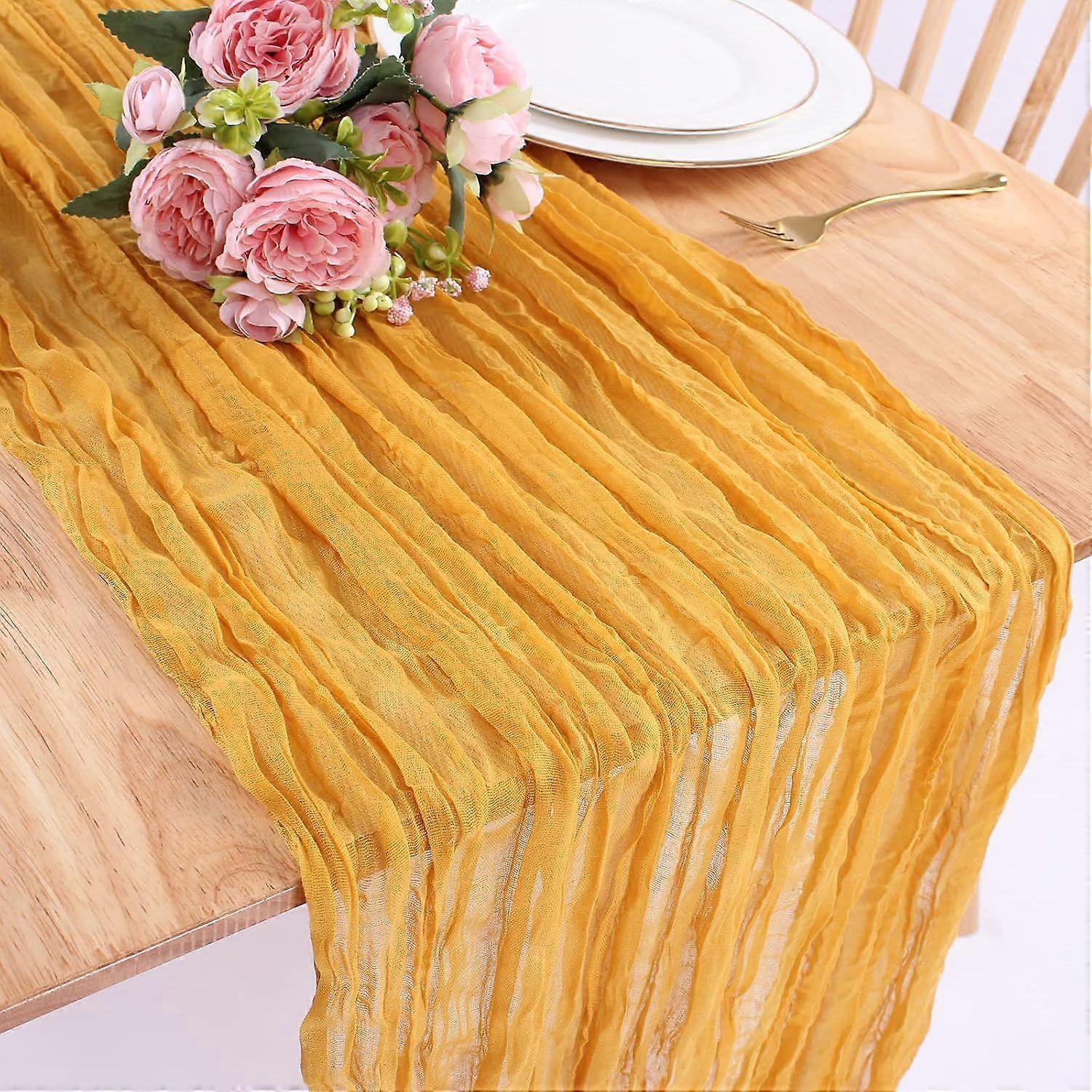 Yellow Cheesecloth Table Runner - Rustic Gauze Table Cloth